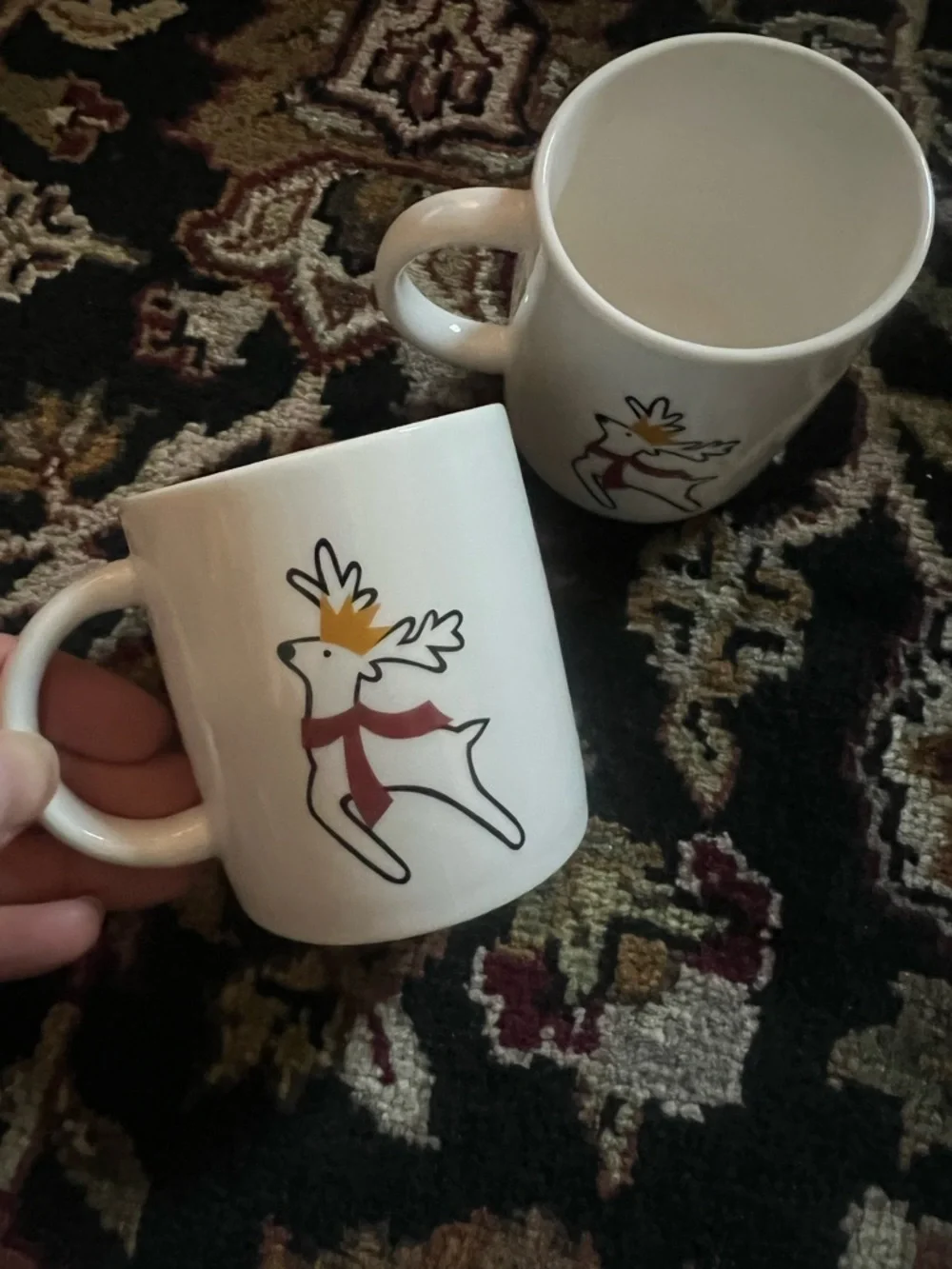 Crate&Barrel reindeer mini mugs, set of 2, NWT